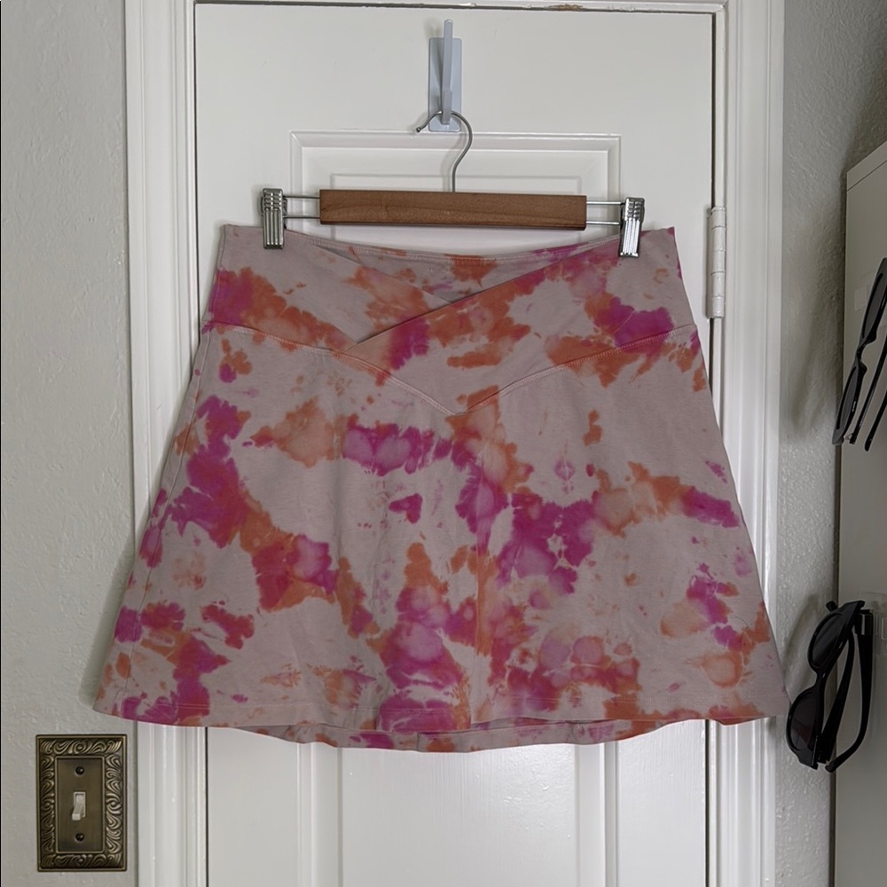 VS pink tie dye high waisted crossover skort